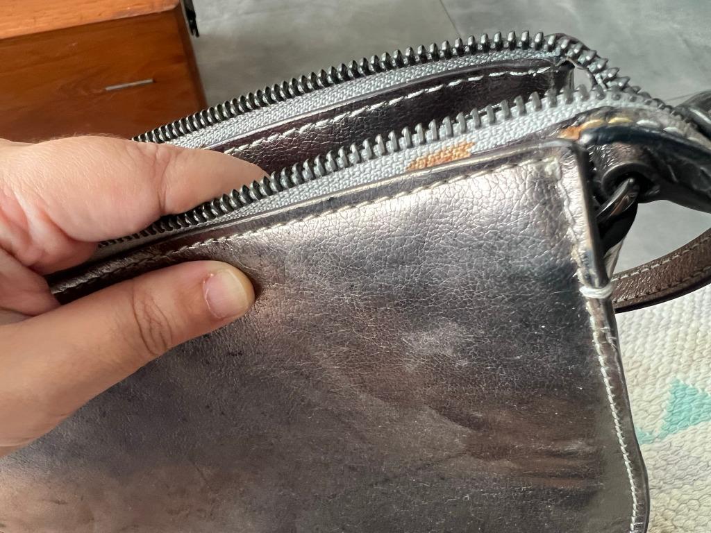Kate Spade Holiday Lane Val Metallic Leather Crossbody Bag Anthracite