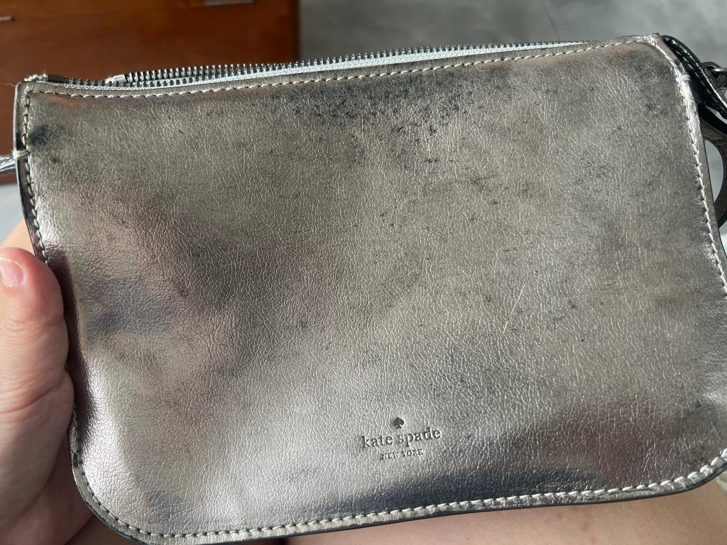 Kate Spade Holiday Lane Val Metallic Leather Crossbody Bag Anthracite
