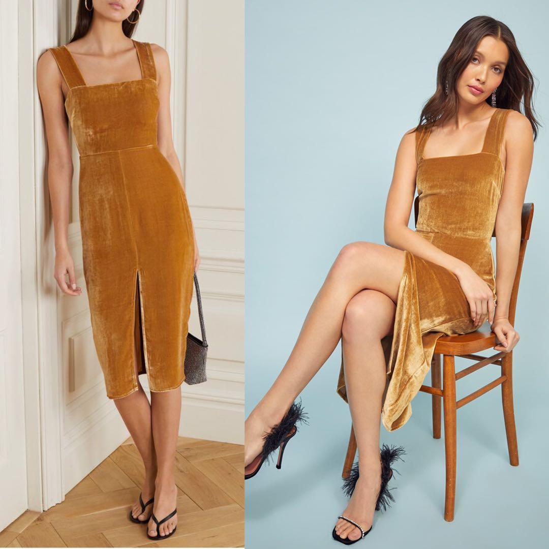 gold reformation dress