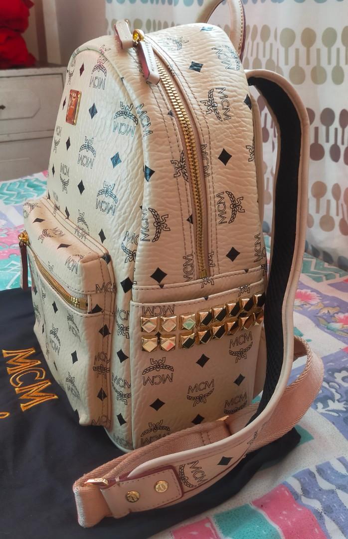 Original MCM backpack (Category: Luxury Bags & Wallets) located in Dasmarinas. Submitted by yshel0616 (Listing ID 1127004982, Image 3). Description: W/ authenticity card Bought in singapore Used once Brand plate in front still with cover Good as new on the outside Issue: yung leather Sa loob nagtatanggal.