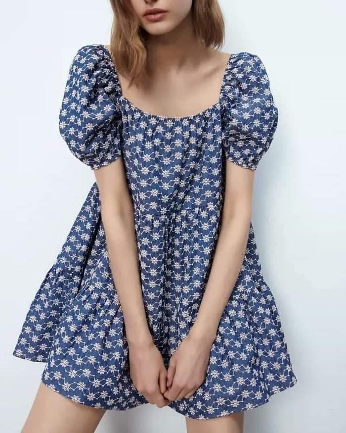 Mini Embroidered Eyelet Denim Dress (Category: Dresses) located in Antipolo. Submitted by wisecloud935 (Listing ID 1127112635, Image 1). Description: Length 31" bust up to 38".