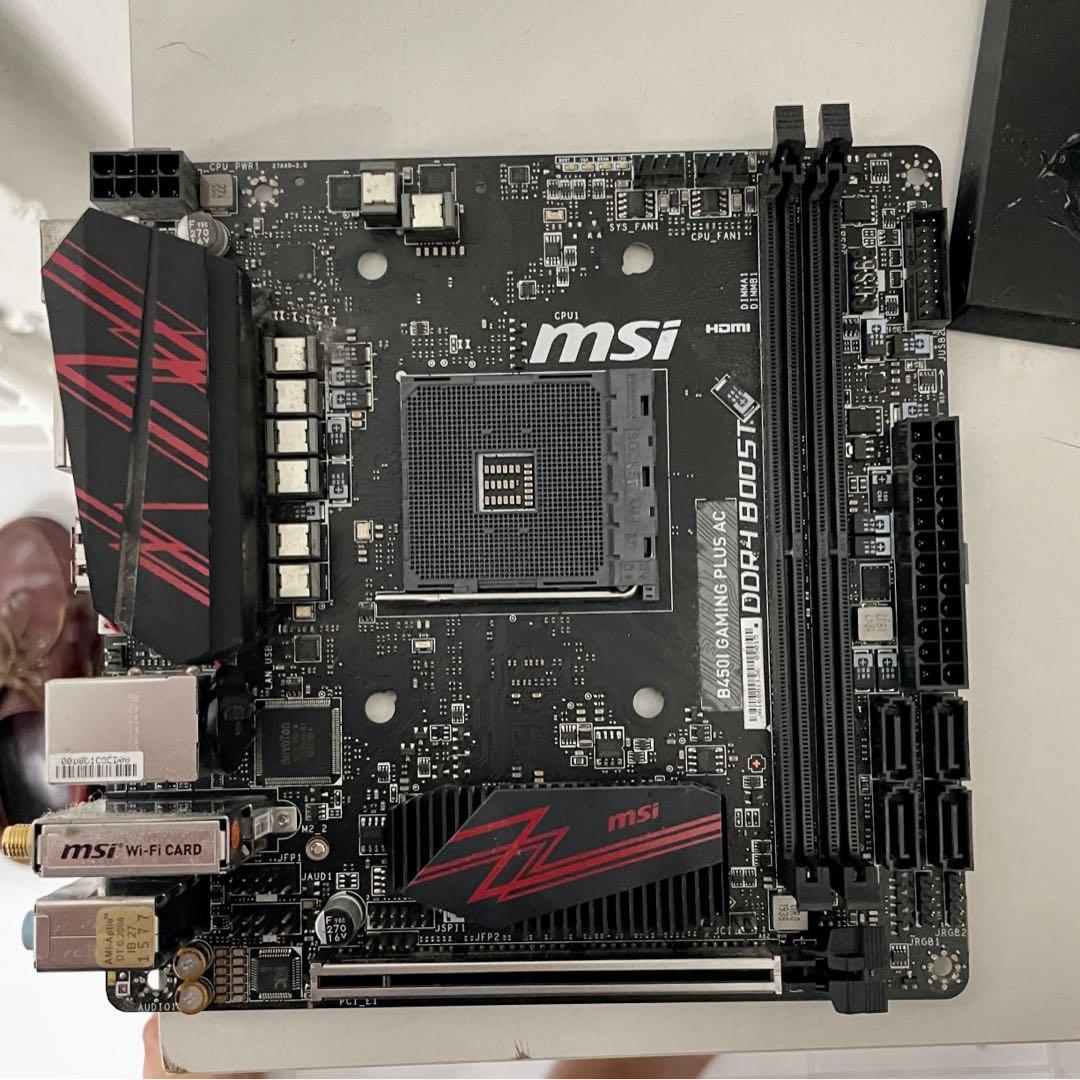 MSI Gaming Plus AC B450I Motherboard ITX Mobo, Computers & Tech, Parts