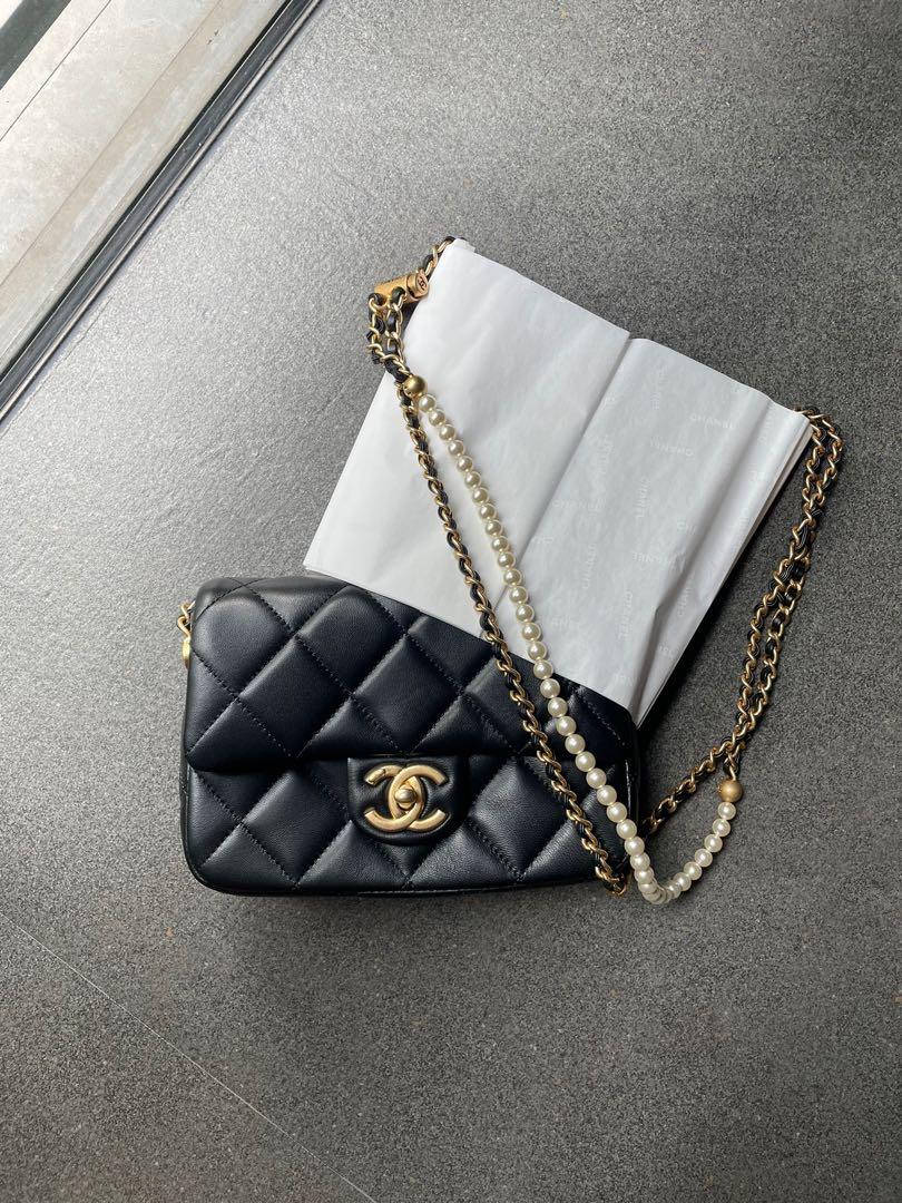 Chanel Mini Flap With Pearl Strap  GoldTone Metal  Woven  Pearl Strap   YouTube