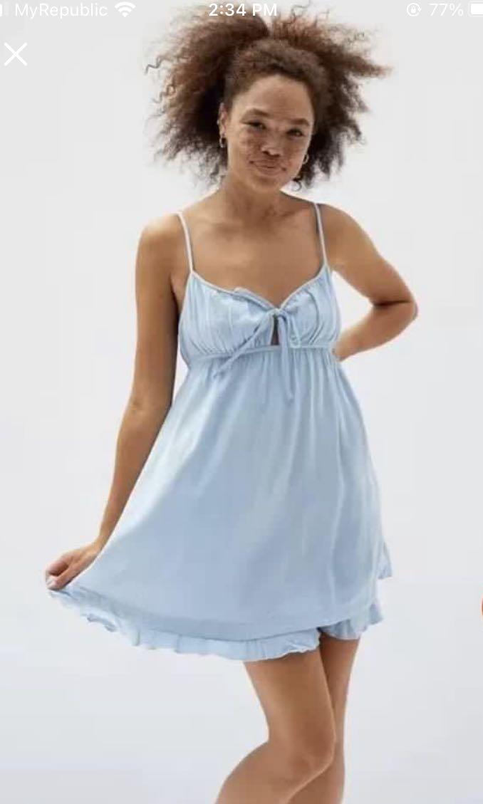 pacsun baby blue la hearts mini baby doll dress