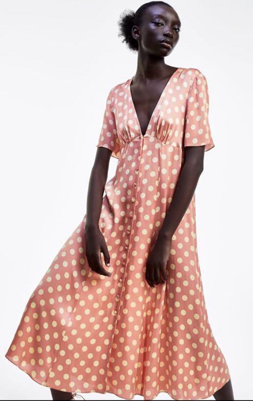 Peach polka top dot dress