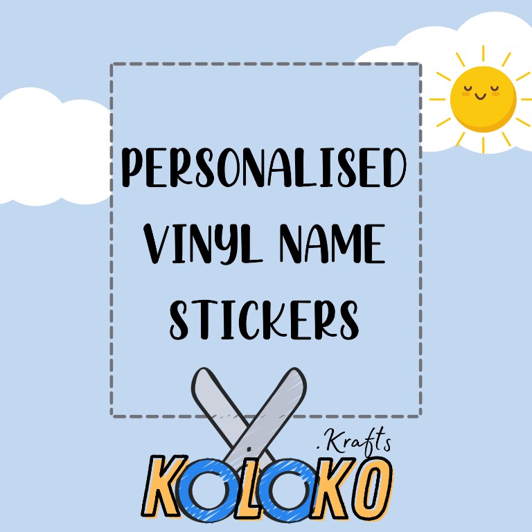 Personalised Vinyl Name Stickers - English, Hobbies & Toys, Stationery ...