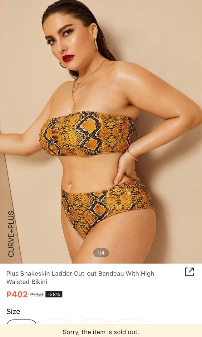 Plus size Snake Skin Bandeau High Waisted Bikini (Category: Bikinis & Swimsuits) located in Makati City. Submitted by piashopalove (Listing ID 1126969728, Image 1). Description: Bought at Shein. Brand new. Can fit 3X-5X super stretchable. RFS: Malaki yung size for me. Bought it at ₱400.00 selling for only ₱300.00 only. Thank you! .