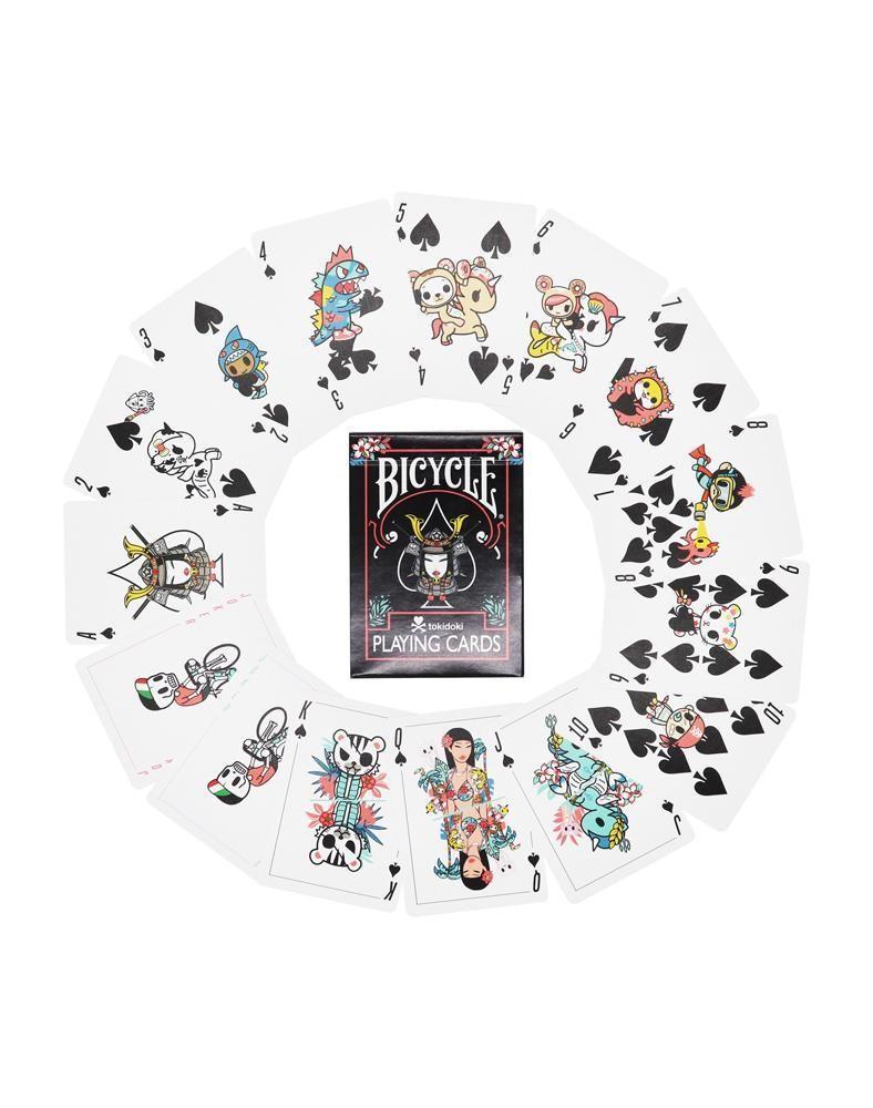 Poker Cards - Bicycle tokidoki Playing Cards in Tropical (Black), USPCC,  Italian Japanese-inspired lifestyle brand, designer Simone Legno, Italy,  lady Samurai, Japan pop culture. Brand new, sealed with cellophane. Last 2  pcs -