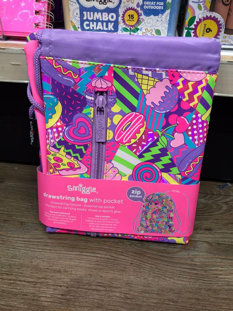 Smiggle drawstring cheap bag with pocket