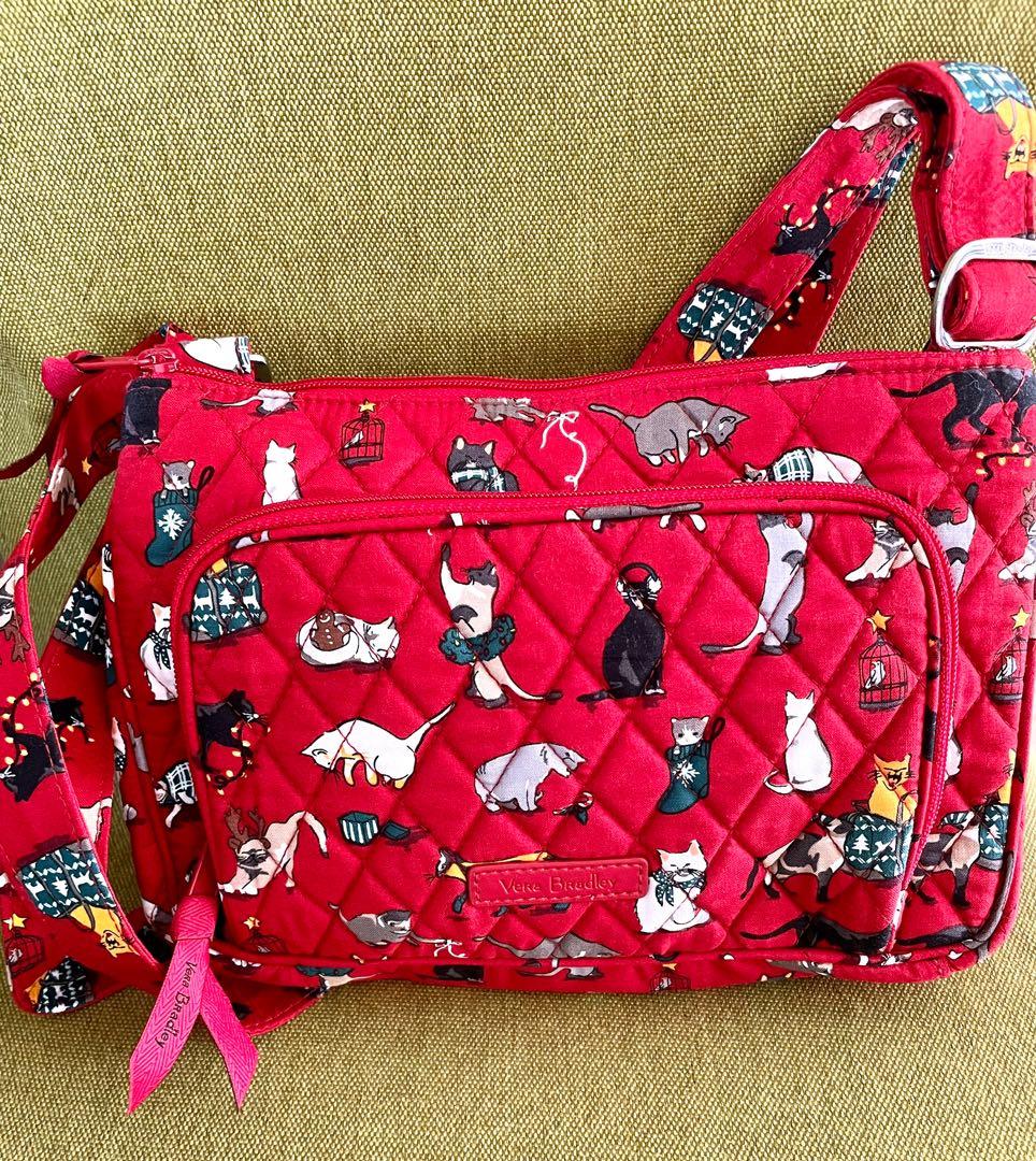 Vera Bradley Holiday Cats Shoulder Sling Bag