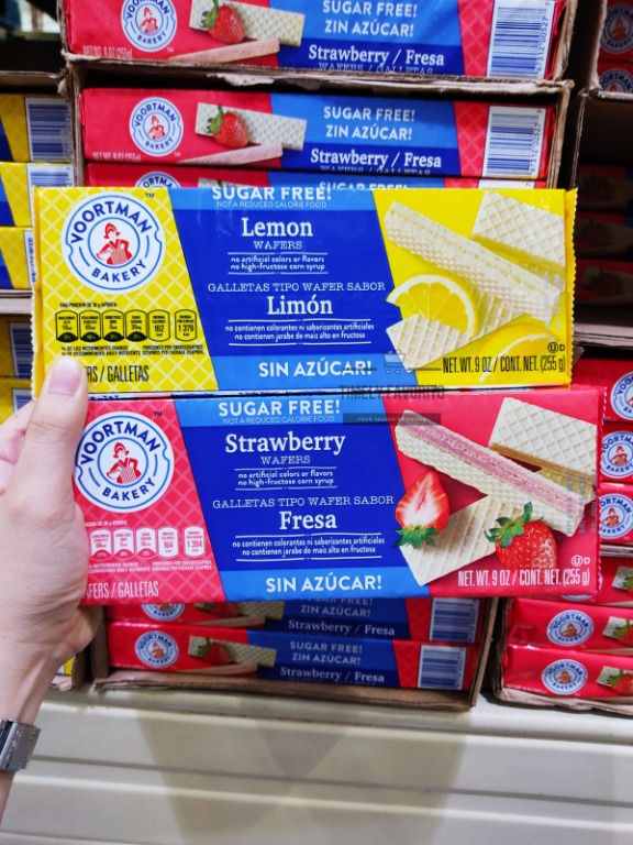 Voortman SugarFree Lemon/Strawberry Wafer Cookies, 9 Oz (255g), Food