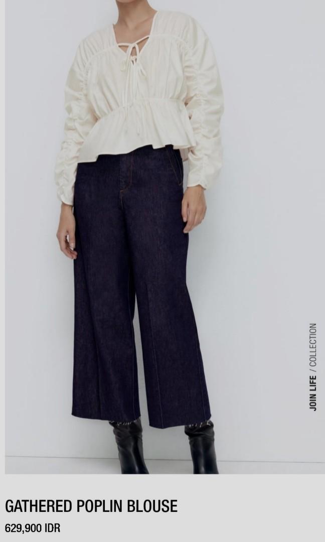 Zara original gathered poplin blouse 