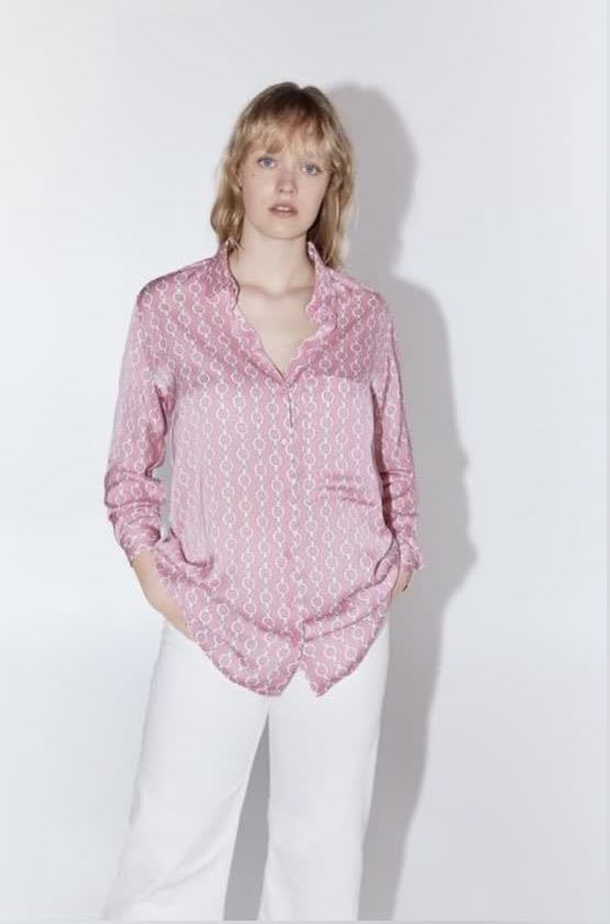zara pink chain shirt