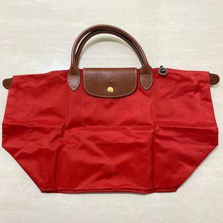 🛍#LONGCHAMP #LE PLIAGE原創系列 #紅色帆布手提包M