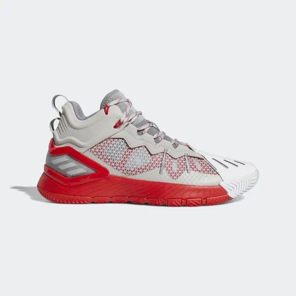 Red and white adidas basketball hotsell shoes