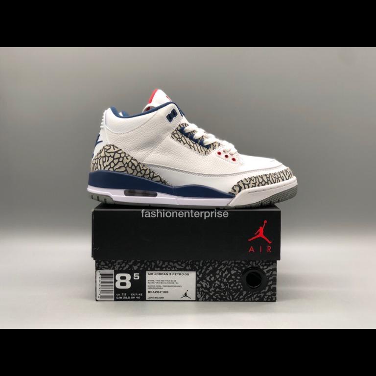 True blue discount jordan 3 mens