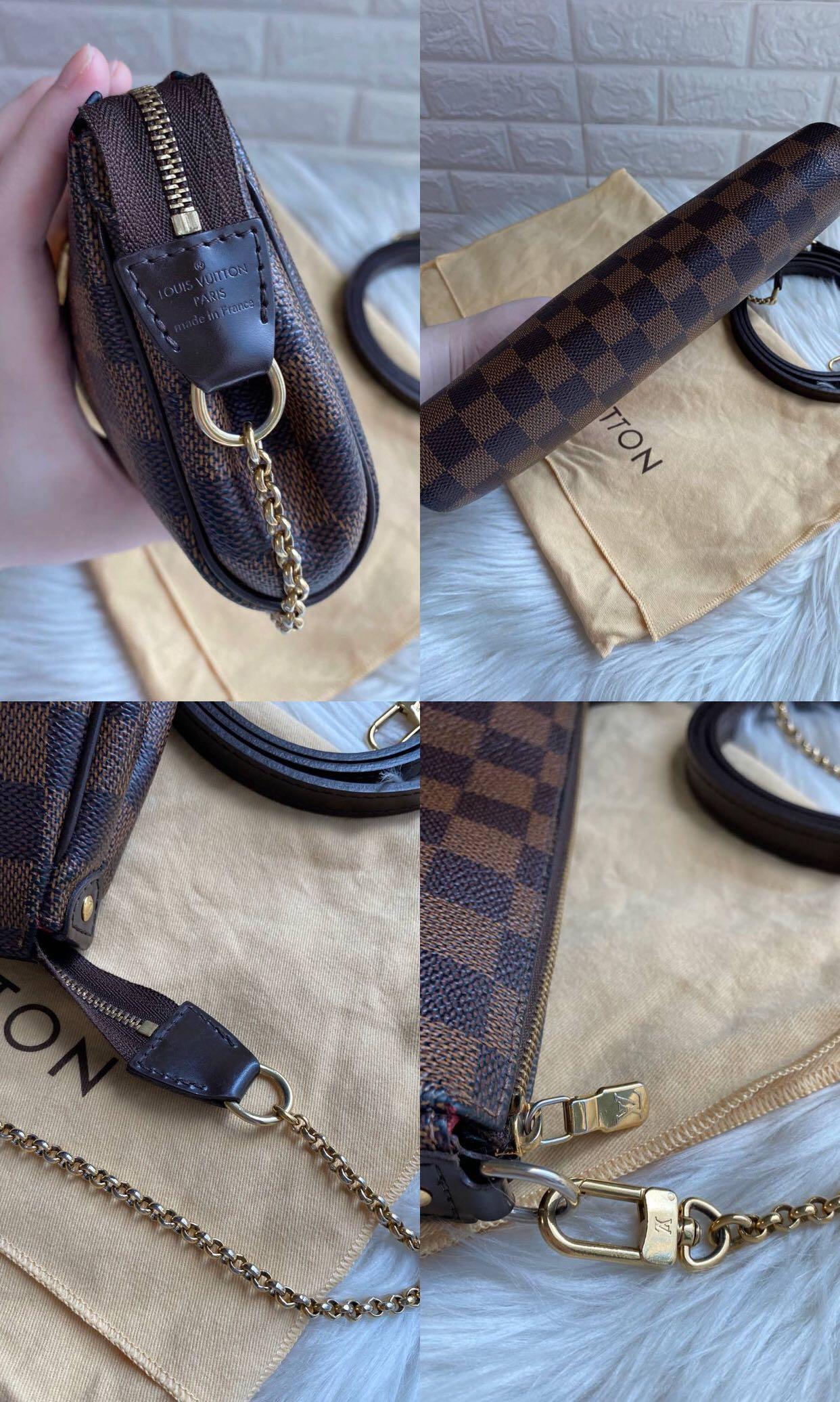 Authentic Louis Vuitton LV DE Eva Clutch Two-Way bag in Damier Ebene  Canvas, Luxury, Bags & Wallets on Carousell