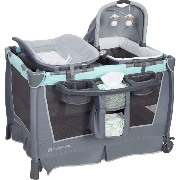 Baby Trend Travel Cot Complete Hint of Mint, Babies & Kids, Baby Nursery & Kids Furniture