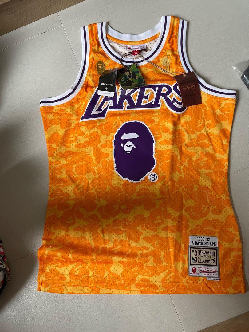 Bape x Mitchell & Ness Lakers Jersey Size M, 男裝, 上身及套裝, T