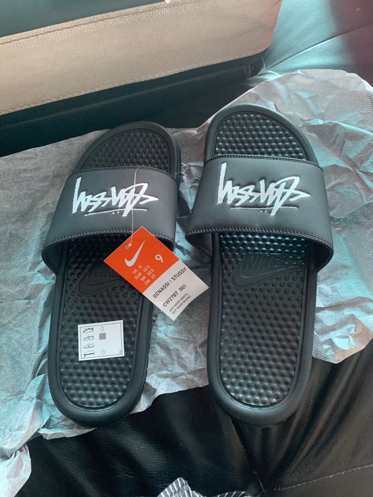Nike Benassi x stussy Off slide noir white slip on slipper