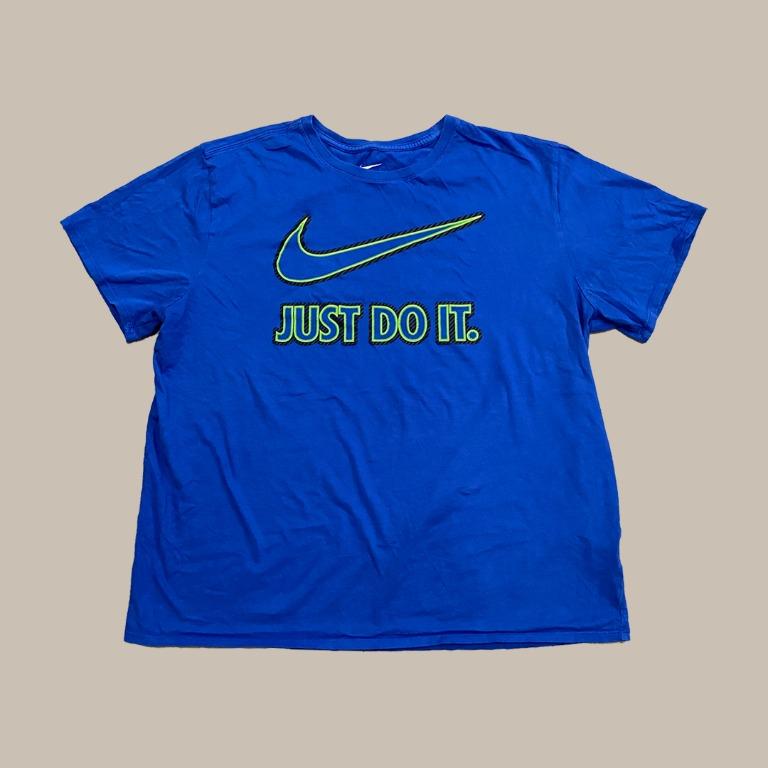 Blue Nike Neon Green Outline Just Do It Tee Shirt Men s