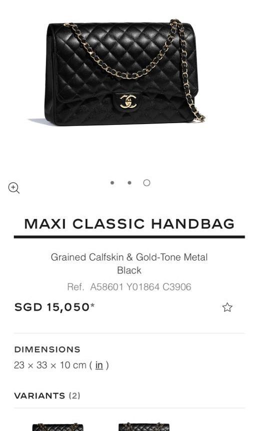 Chanel Large Classic Handbag in Black Grained Calfskin and Gold-Tone M —  LSC INC