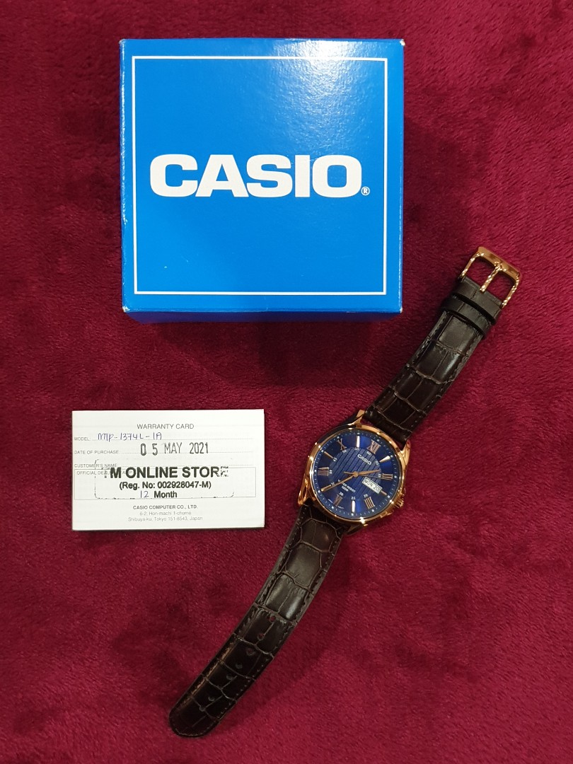 CASIO MTP 1374 1A Mens Genuine Leather Strap Watch Men s Fashion
