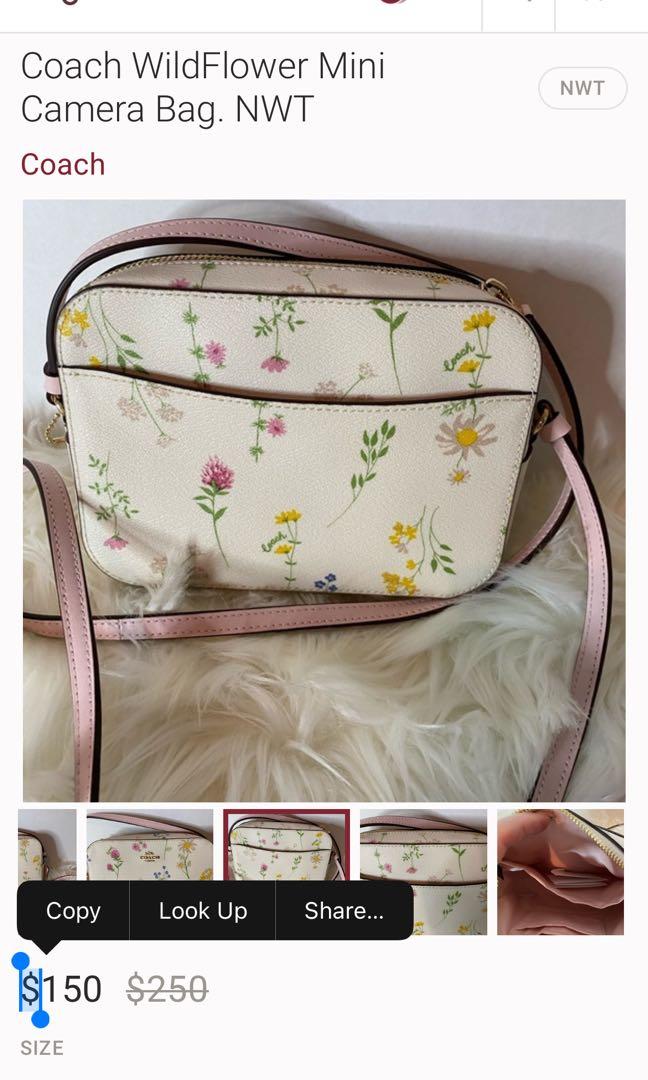 SpreeSuki - Coach Crossbody Bag Signature Wildflower Mini Jamie Camera Bag  Khaki # CA719