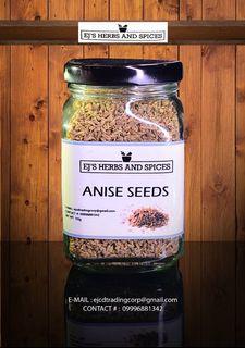 EJs Herbs and Spices ANISE SEEDS in Large Square Glass Jar