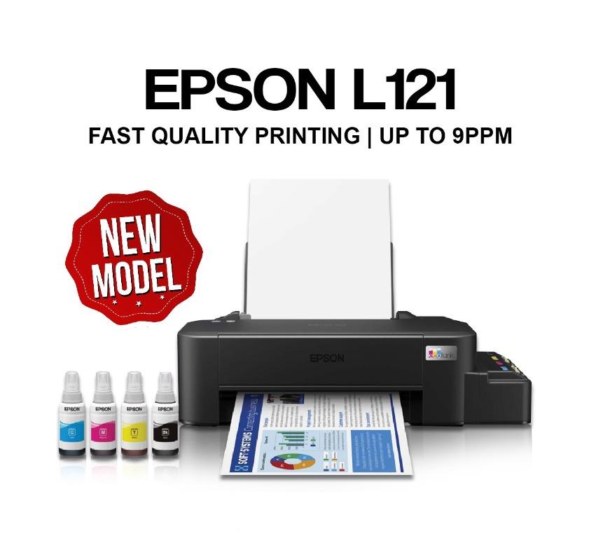 EPSON L121- SINGLE FUNCTION INK TANK PRINTER (Category: Printers, Scanners & Copiers) located in Quezon City. Submitted by printer_supplies_provider (Listing ID 1127144374, Image 1). Description: EPSON L121- SINGLE FUNCTION INK TANK PRINTER - Fast & Cost Effective Document Printer in a Compact Size ~up to 8.5ipm for black, and 4.5 ipm for color ~Consumables Ink Code: Epson T664 (70ml)- 4,500 page yield *The L121 is a 4-colour, A4, ink tank printe