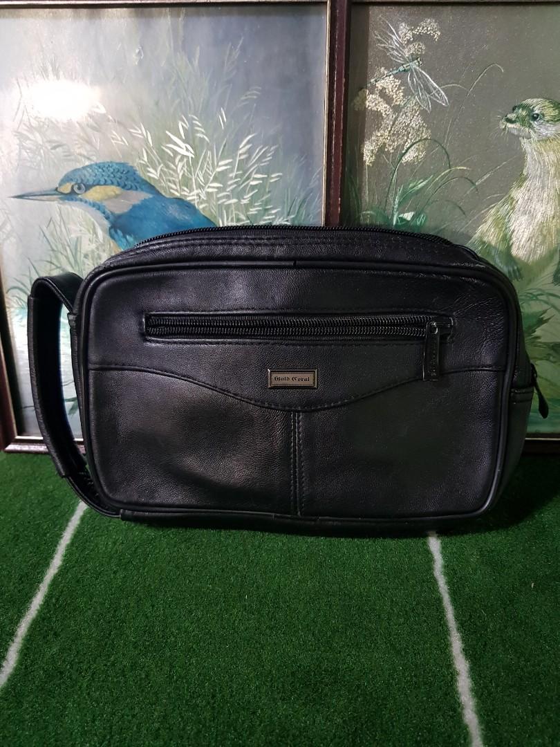 Gold Coral Handbag genuine leather black second hand UK Surplus