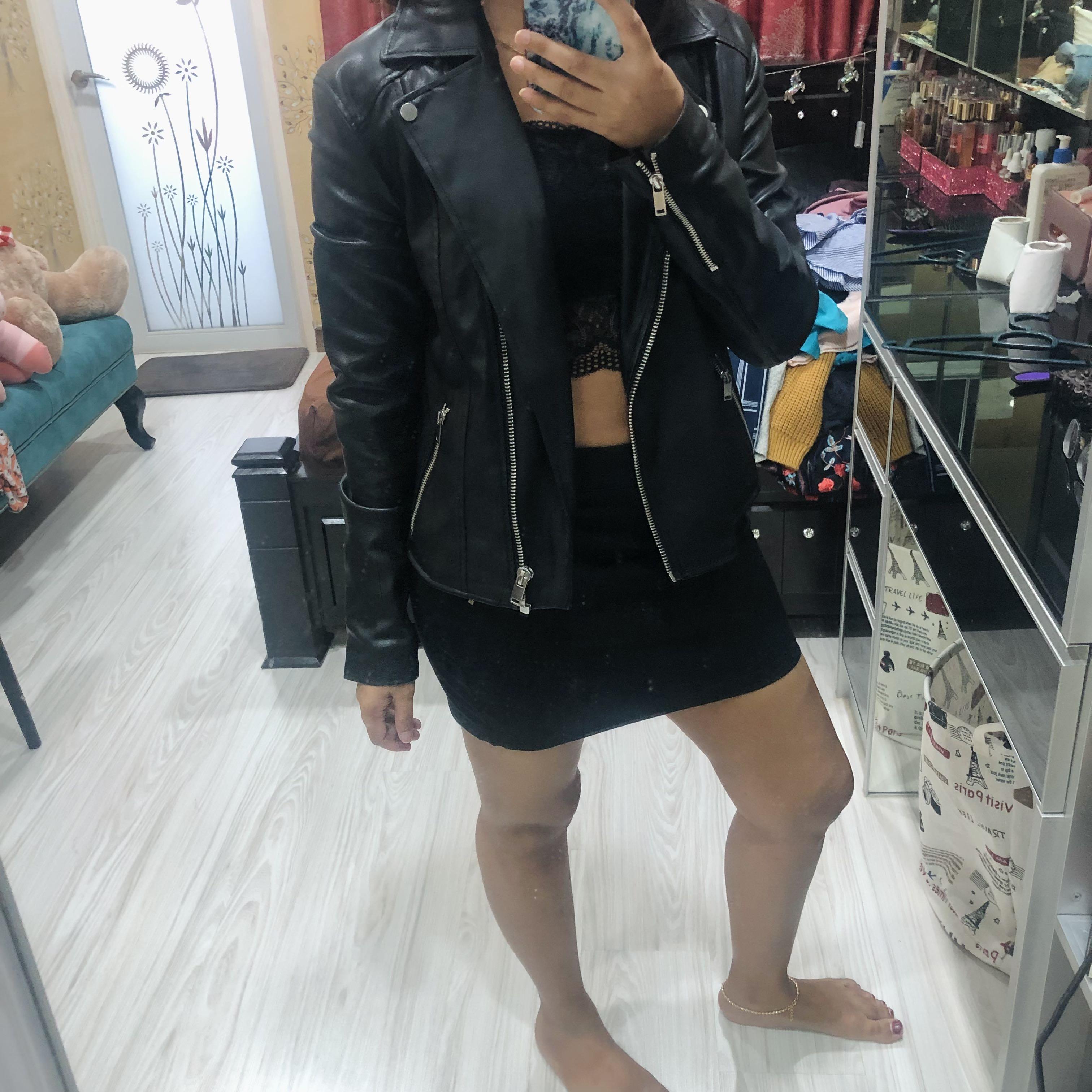 H M Biker Leather Jacket Women s Fashion Coats Jackets and