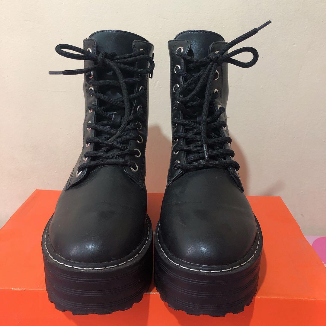 H M Divided Platform Zip Up Boots