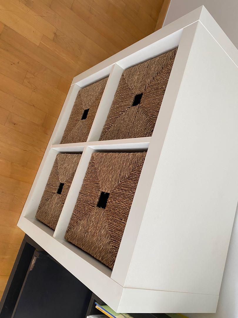 IKEA Kallax + seagrass baskets, Furniture & Home Living, Furniture