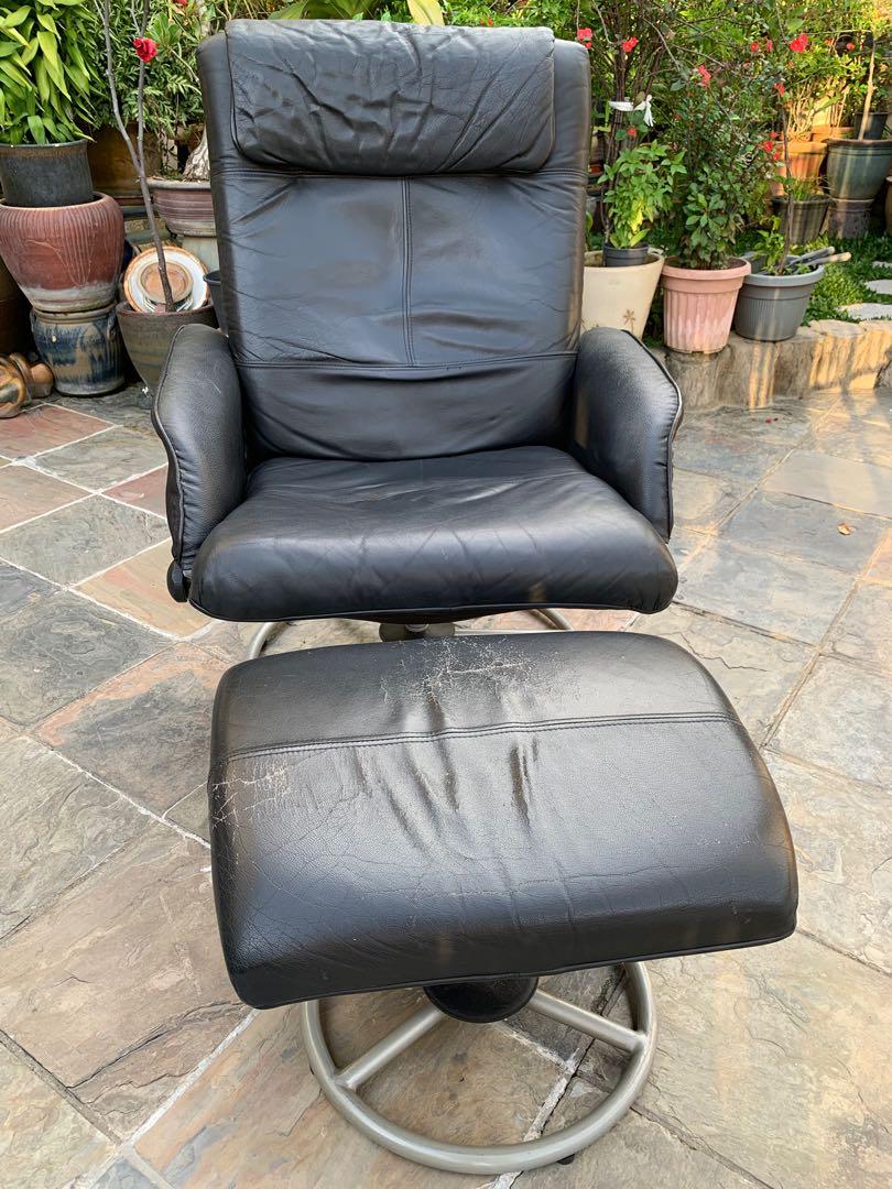 IKEA MALUNG Leather Swivel Recliner Chair, Furniture & Home Living