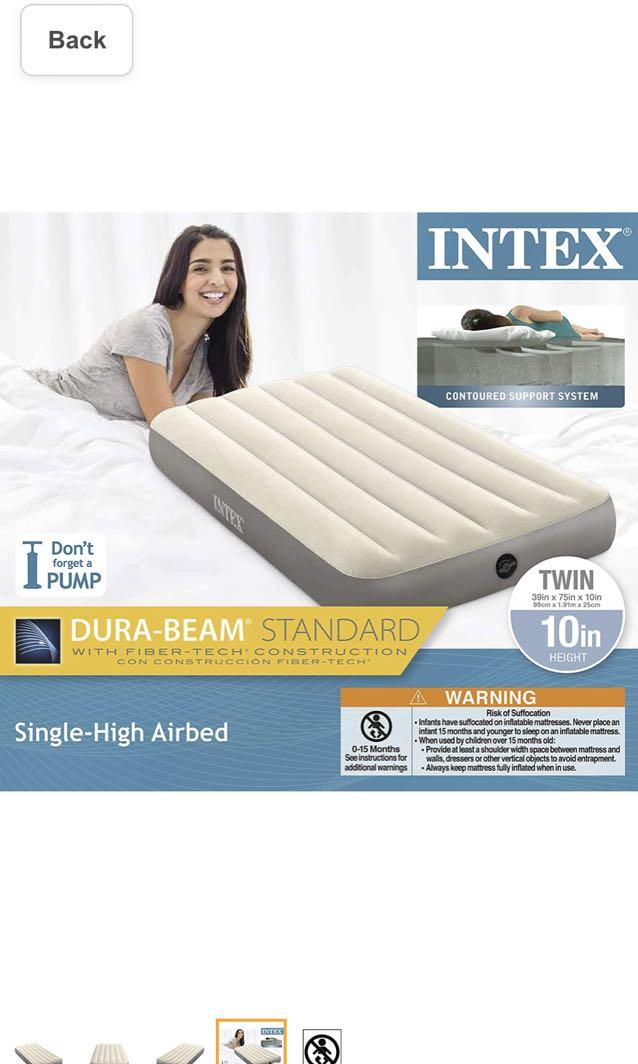 INTEX AIR SINGLE BED, Furniture & Home Living, Bedding & Towels on