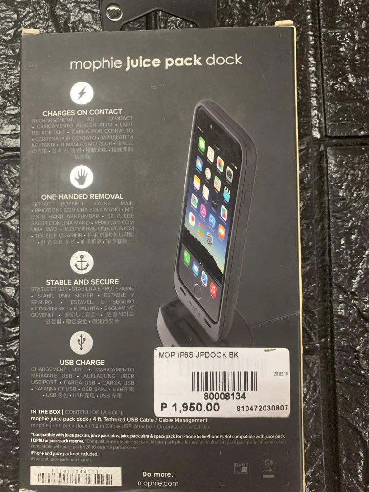 Iphone 6s 6 Mophie Juice Pack Dock (Category: Chargers & Cables) located in Pasay City. Submitted by ayinong168 (Listing ID 1127251346, Image 2). Description: Item is in excellent condition mint still with box working many stocks available pm for inquiries.