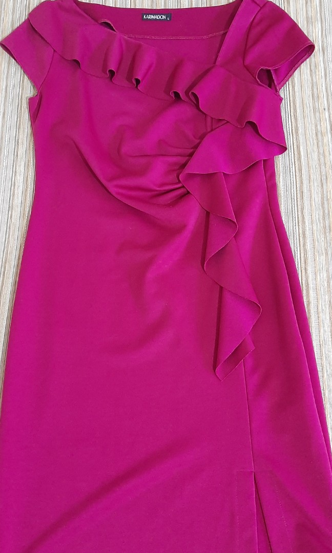 Karimadon in Pink Formal Dress with subtle Ruffles & Side Zipper (for ...