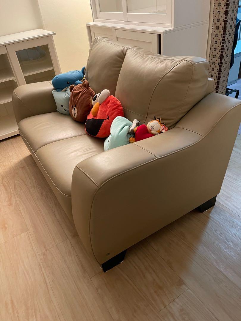 Dark cream leather sofa hot sale