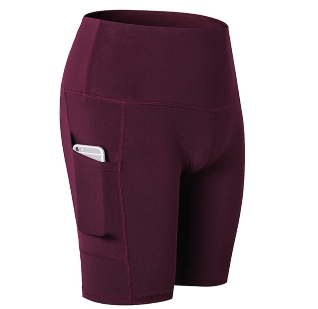 Maroon top biker shorts