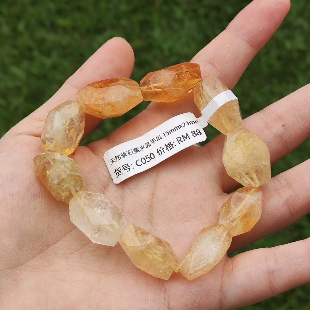 Natural Citrine Crystal Stone Bracelet for Healing