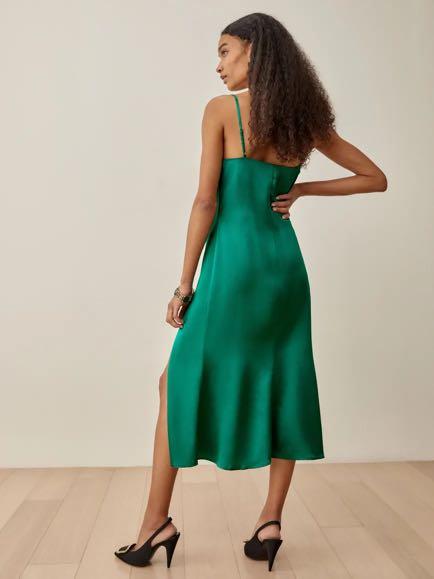Reformation green clearance silk dress