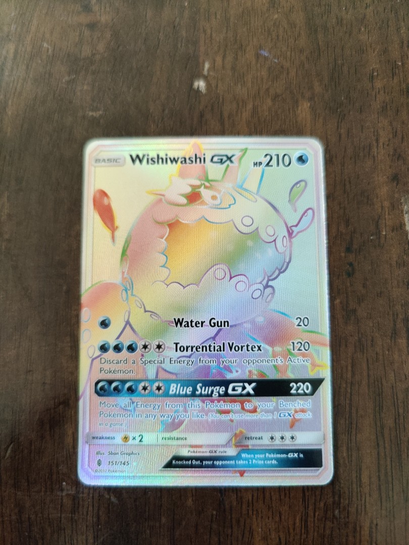 Pokemon TCG Guardian Rising Wishiwashi GX Secret Rare Full art Rainbow