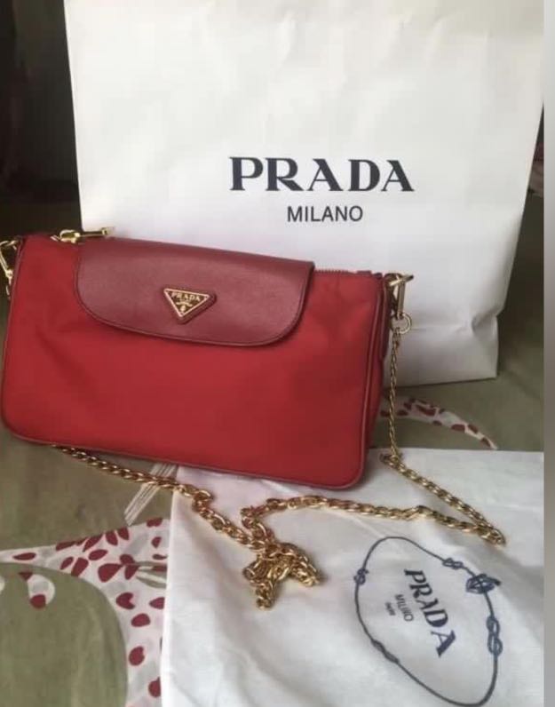 Prada red sling bag discount