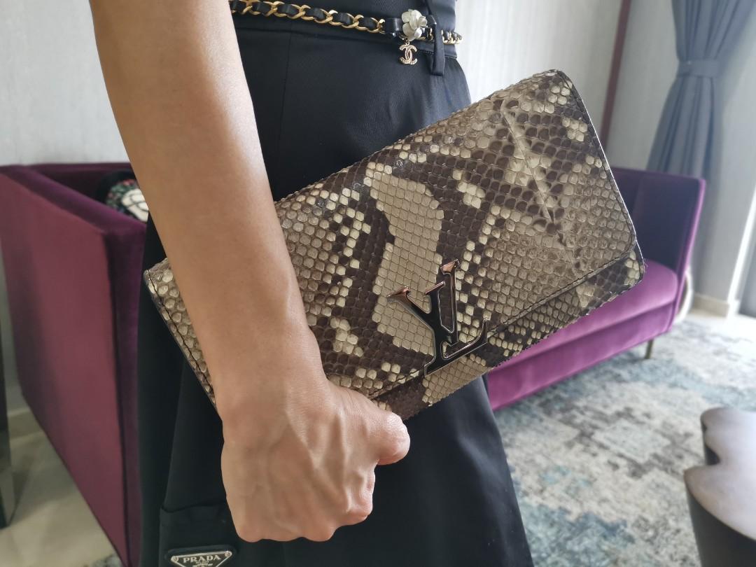 Louis Vuitton City Steamer Handbag Leather with Python MM