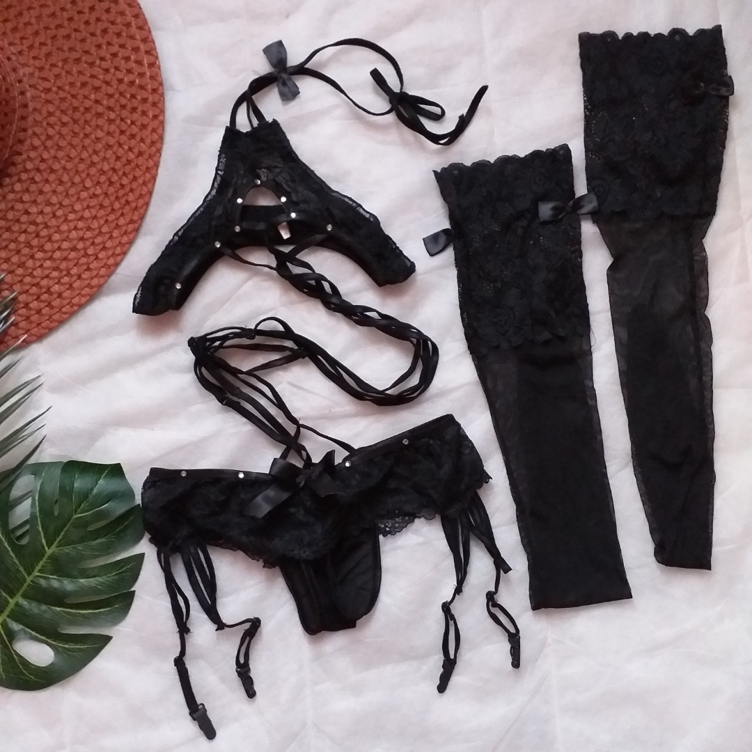 Sexy Black Lingerie With Stockings Women s Fashion Undergarments sexy-black-lingerie-with-stockings-women-s-fashion-undergarments