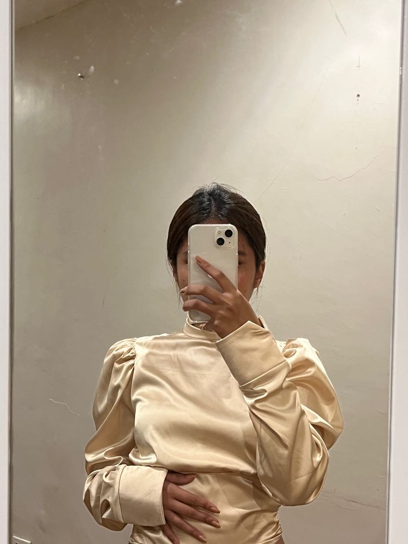 Silk backless top, Women's Fashion, Tops, Blouses on Carousell