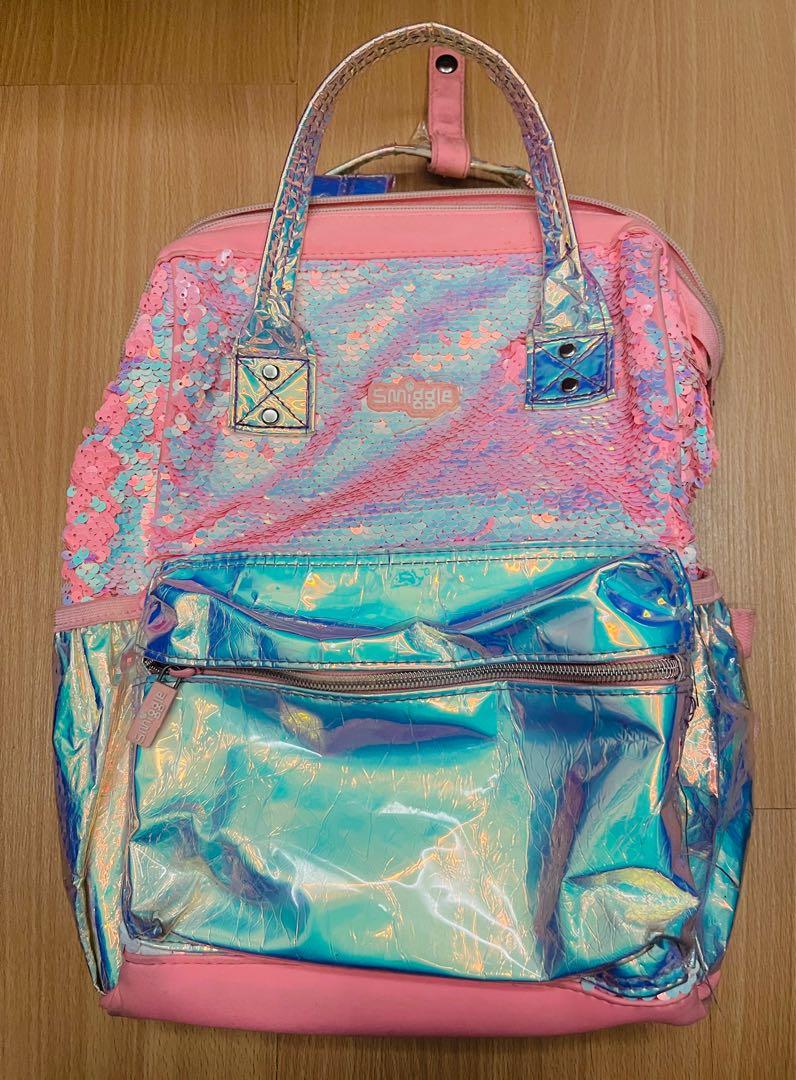 Smiggle Holographic Reversible Sequins Bag Backpack Babies