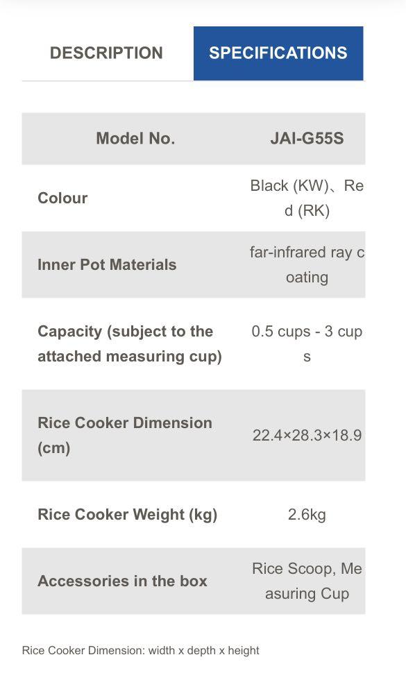 Tiger JAIG55S Rice Cooker, TV & Home Appliances, Kitchen Appliances