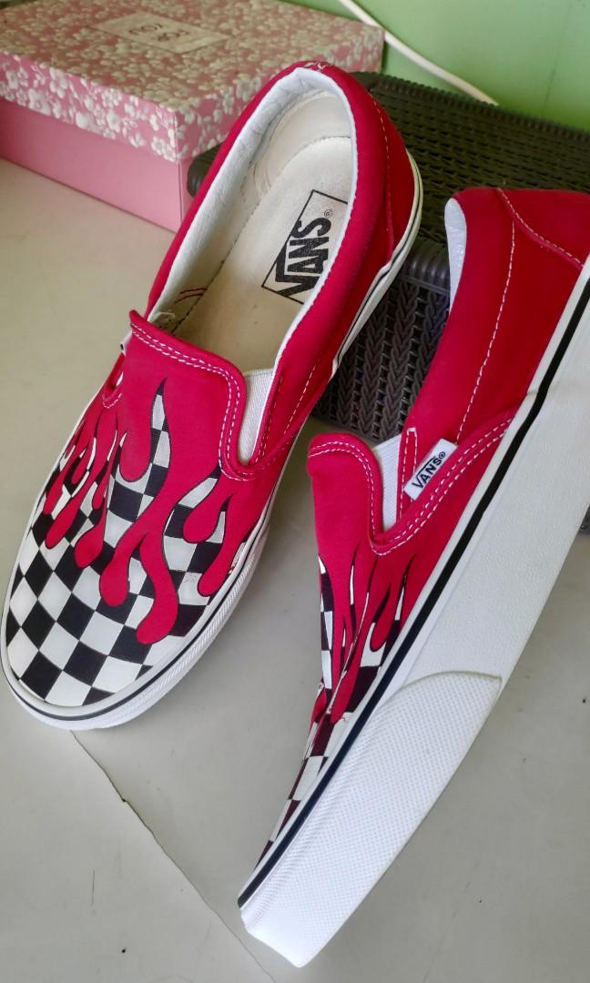 Vans checkered best sale red drip